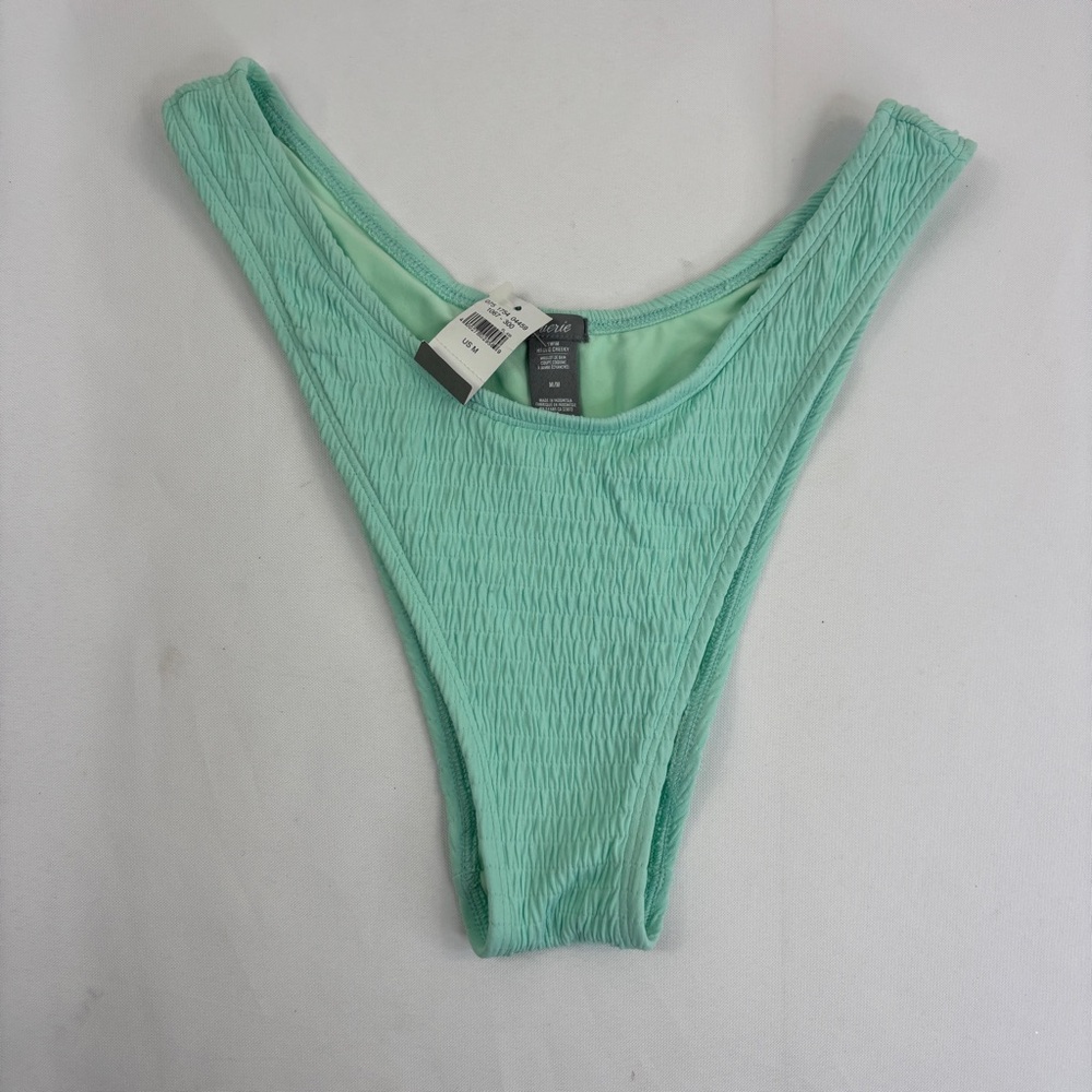 NEW Aerie Swim Hi-Leg Terry Cheeky Bikini Bottom Green Medium